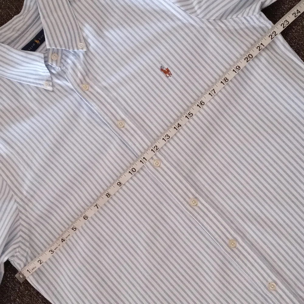 🐎Ralph Lauren🐎 - Men's Blue/White Stripe L/S Oxford Button Down - Picture 11 of 15